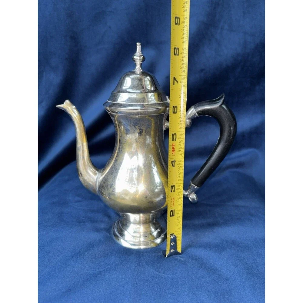 3-Piece Silverplate Tea/Coffee Set Teapot Coffee Pot Lidded Sugar Bowl Black